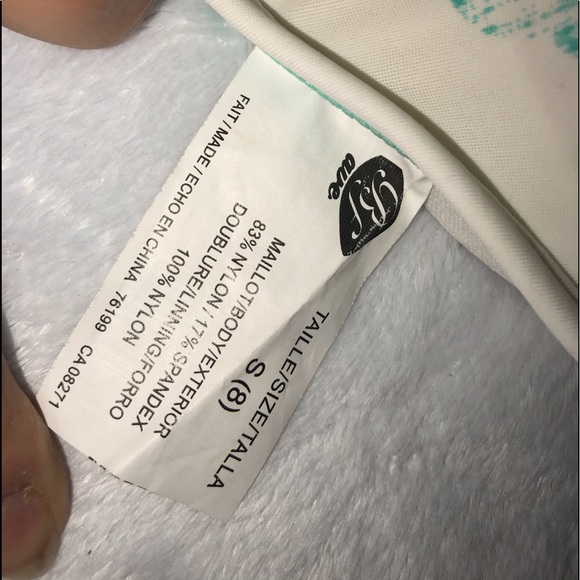 BF AVE. BIKINI TOP  Off White / Teal SIZE 8 Small - Picture 7 of 7